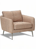 **Moderne fauteuil met een gebogen ontwerp en metalen poten**